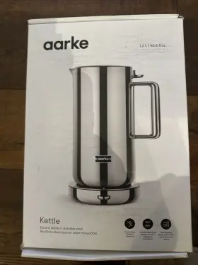 Aarke 350091793729 1.2 L Capacity Stainless Steel Hot Water Kettle 360 Swivel Base 5 Cups