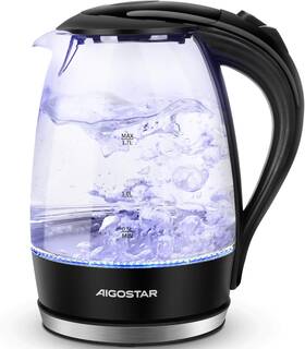 Aigostar 300104khh Adam 30khh Glass Kettle 1.7l 2200w Led Black