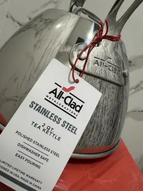 157-5241 All-clad Stainless Steel Stovetop Tea Kettle 2 Qt/1.9 L Induction Compatible