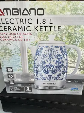 54623 Ambiano Electric Ceramic Kettle 1.8l 1350w Blue White Bpa Free Auto Shut-off