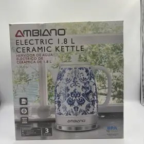 54653 Ambiano Electric 1.8 L Ceramic Kettle Blue White Floral Nob