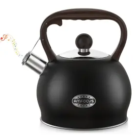Amfocus 768461013129 Tea Kettle Whistling Teapot For Stovetop 2.64 Quart Food Grade Stainless Ste