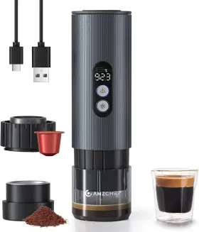 Cp024 Amzchef Portable Coffee Maker Rechargeable With 9000mah Battery Aluminum