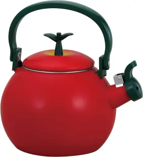 Apple 740731125558 Supreme Novelty Enamel 1.6 Quart Whistling Stovetop Kettle New