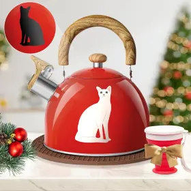 Arc Advanced Royal Champion 679833313986 Stainless Steel Red Whistling Tea Kettle Magic Color Changing Design 2quart