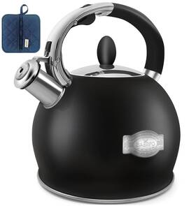 Baerfo 720490625162 Stove Top Kettle Whistling Tea Premium 18/8 2.6 Quarts Black