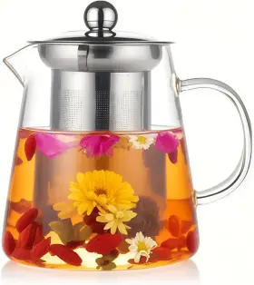 Bykchgt-100 Banyakong Glass Teapot With Stainless Steel Infuser Borosilicate Tea 550ml Clear