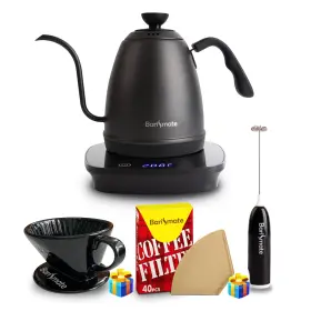 Barismate 749944418518 Electric Gooseneck Kettle With Temperature Control Stainless Steel Milk Froth