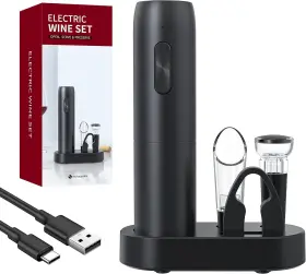 Kp1125 Bdzmlite Electric Wine Bottle Opener Set 5-in-1 Rechargeable Gift With Black