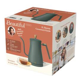Beautiful 19403 1-liter Electric Gooseneck Kettle 1200 W Thyme Green By Drew Barrymore