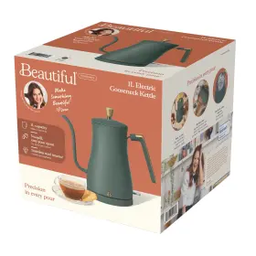 19403 Beautiful 1-liter Electric Gooseneck Kettle 1200 W Thyme Green By Drew Barrymore