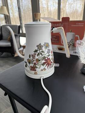 Beautiful 29093 1-liter Electric Gooseneck Kettle 1200 W White Floral