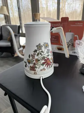 29093 Beautiful 1-liter Electric Gooseneck Kettle 1200 W White Floral