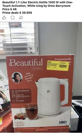 P91964959 Beautiful 1.7-liter Electric Kettle 1500w White One-touch Programmable Temp