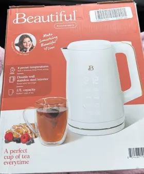 Po00961098 Beautiful Kitchenware 1.7l 1500w Cordless Electric Kettle White Temp Control