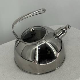 Beka 1893-360 Kelomat Whistling Tea Kettle Stainless Steel Glass Lid