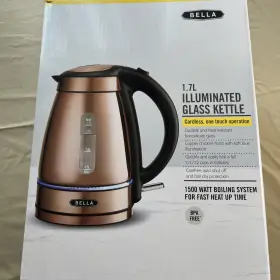 12810b Bella 1.7l Electric Glass Kettle With Illuminated Feature Clear 1500w Cordless