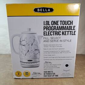 Bella 20038d 1.8l Programmable Electric Kettle 1500w White Marble Ceramic New