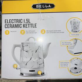 Bella 829486147432 1.5 L Electric Ceramic Tea Kettle White-marble New