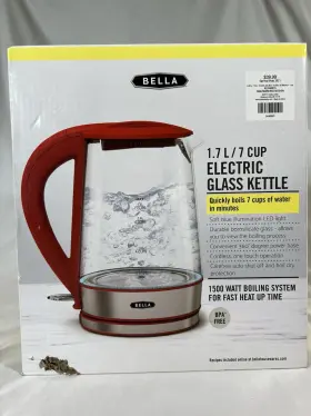 Hl9168815 Bella 1.7 Liter Glass Electric Kettle Boil 7 Cups Of Water In 6-7 M Inch Red New