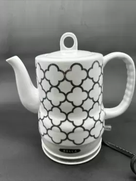Ke937 Bella Silver/white 1.5 Lt Electric Ceramic Tea Kettle Detachable Base Tested