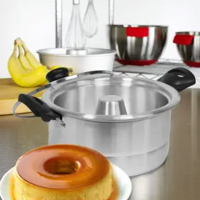 B07z8chlq8 Bene Casa - Aluminum Flan Mold Double Boiler With Glass Lid 1.6 Liter Black
