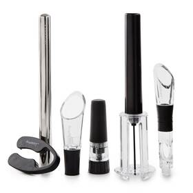 Berghoff 2212254 6pc Air Pressure Wine Opener With Chiller Pourer Foil 5pc Black