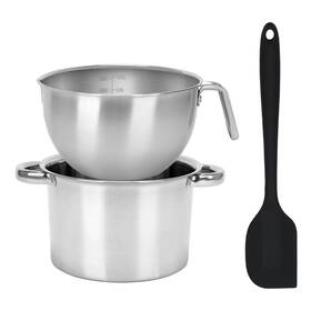 Bjssbjh 717813481512 3pcs Double Boiler Pot Set 1250ml/1.1 Quart Mixing Bowl With Scale Large Silver