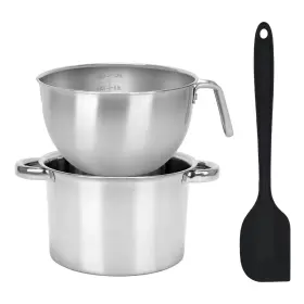 Bjssbjh 717813481512 3pcs Double Boiler Pot Set 1250ml/1.1 Quart Mixing Bowl With Scale Large Silver