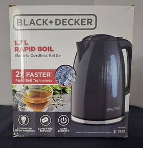 Black Decker Kei555gy Electric Cordless Kettle 1.7 Liter Boil 2x Illuminated Window