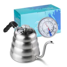 Blue Brew 843441104056 Gooseneck Kettle Stovetop Tea Pot With Thermometer 40oz Pour Over Coffee Ma