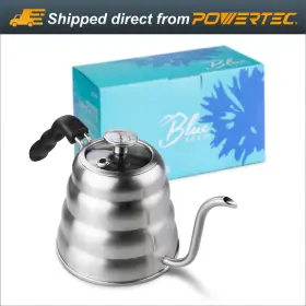 Bb1201 Blue Brew Gooseneck Pour Over Kettle With Thermometer And Glass Lid 40 Oz