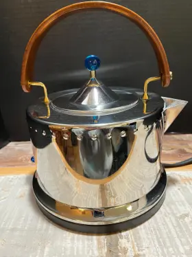 10552 Bodum Stainless Wood Handle Tea Kettle Model 1980s