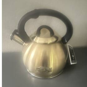 Brandani Nb90tm 3.0 Quart Stainless Steel Whistling Stovetop Kettle Silver/black