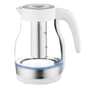 985117013m Brentwood Glass 1.7 Liter Electric Kettle With Tea Infuser In White