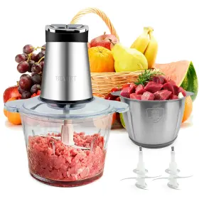 B0d99g1cnj Bumet 2x12-cup Electric Food Processor 800w Led Timer 3-tier Chopper Mincer