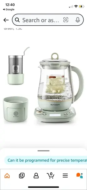 K2763 Buydeem Beverage Maker With Glass Stew Pot And Infuser 1.5l Brand New
