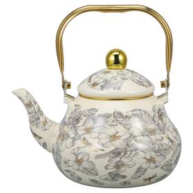 Cabilock 128324hl0w Vintage Enamel Tea Kettle Floral On Steel Teapot 2l Stovetop