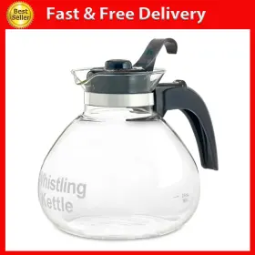 Cafe Brew Collection 726084748996 Glass 12 Cup Stove Top Whistling Tea Kettle