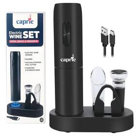 Caprie 198168617106 Cordless Wireless Wine Opener Set Usb-c Chargeable Bottle Small Black