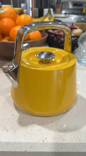 87867481 Caraway Home 64oz Whistling Tea Kettle Marigold Non-toxic Stovetop Teapot