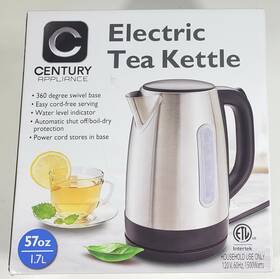 Century Appliance 099992388470 Electric Tea Kettle With 360 Degree Swivel Base - Stainless Steel