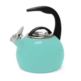 Chantal 088818103823 40th Anniversary Tea Kettle 2 Quart Enamel Carbon Steel Whistling Aqua