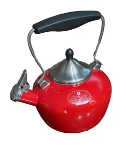 37-vic Chantal Victoria Whistling Red Enamel Tea Kettle 1.8 Qt