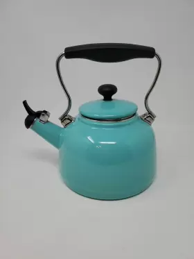 37-vint-aq Chantal Tea Kettle 1.7 Quart Aqua Enamel On Steel 9.25 Inch X 8.5 D 9 H