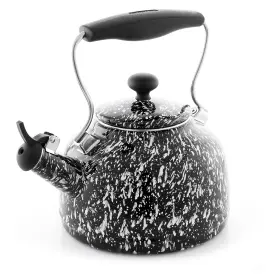 37-vintspt Chantal Vintage 1.7-quart Enamel-on-steel Splatter Teakettle Black/white