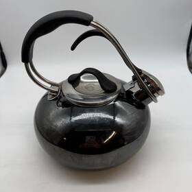 Chantal Sl37-ann Ann. Whistling Teakettle Onyx Black Enamel On Steel Loop Handle Teapot