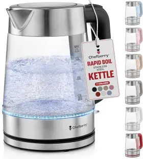 Chefberry 850056963077 Electric Kettle For Boiling Hot Tea And Water 1.8l Stainless Steel Borosilicate