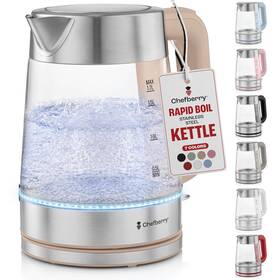 Chefberry 850056963138 Electric Kettle For Boiling Hot Tea And Water 1.8l Stainless Steel Borosilica