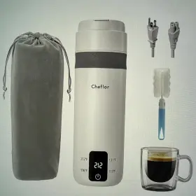 Sy-650b Cheflor Portable Electric 450ml Travel Kettle Direct Sip Spout 4 Temps Bpa Free Led